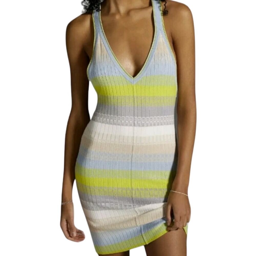 Anthropologie Daily Practice Tuvalu Striped Knit Racerback Sleeveless Dress S